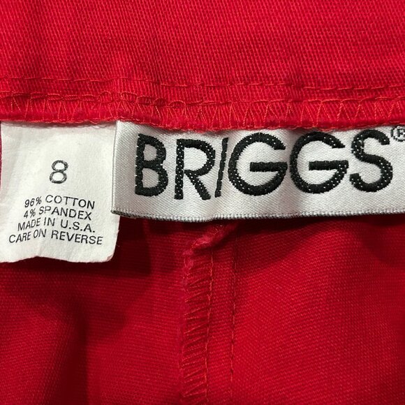 Briggs Womens Red Capri Pants Size 8 Cotton Blend Stretch Waist Flat Front - Picture 5 of 9